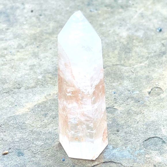 New Natural Rare Ferruginous Quartz Crystal Clear Red Line Small Tower Stone - Picture 1 of 16